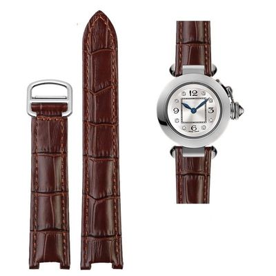 18 * 10mm 20 * 12mm Cowhide Leather Strap Concave Brown Black Calfskin Bracelet Folding Buckle for WSPA0009 Watchband