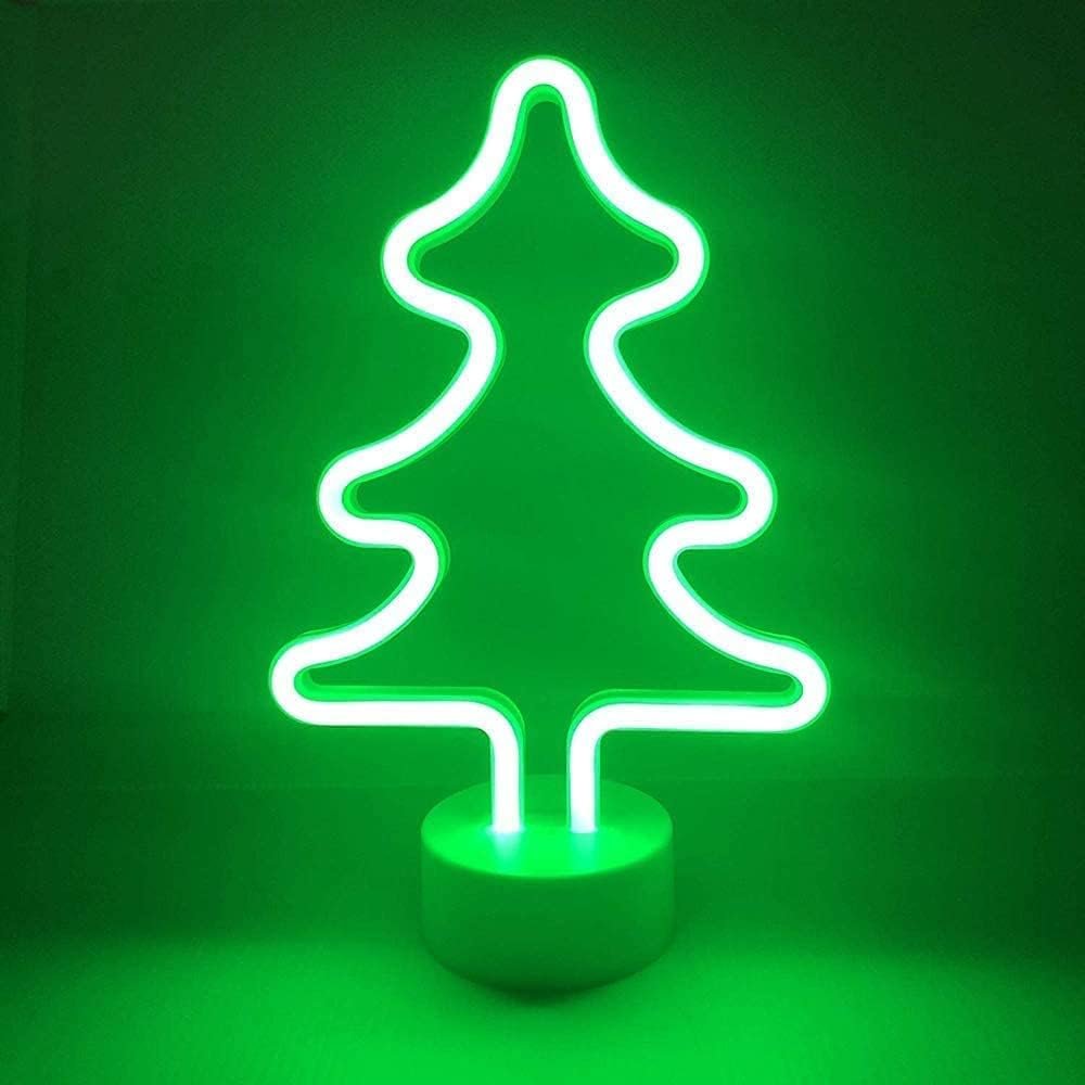 YUANYUYING Neon Table lamp,3D Night Light with USB Powered/LED Decor Light, Wall Decor for Room Decorate (Christmas Tree)