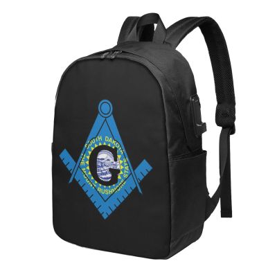 BYOBLU South Dakota Flag Mason Masonic Freemasonstable Travel Laptop Backpack Anti-Theft Bag with USB Charging Port 17 Inch Computer Business Backpacks for Women Men Work College Gift,Casual Daypack