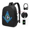 BYOBLU South Dakota Flag Mason Masonic Freemasonstable Travel Laptop Backpack Anti-Theft Bag with USB Charging Port 17 Inch Computer Business Backpacks for Women Men Work College Gift,Casual Daypack view 2