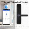 EUDOXAOE Smart Fingerprint Lock, Compatible for RAYKUBE F7 TT Lock Electronic Door Lock with Longer Handle Panels, Mirror Design, APP Remote Control, Adjustable Rod, Fits 28-55mm Doors view 4