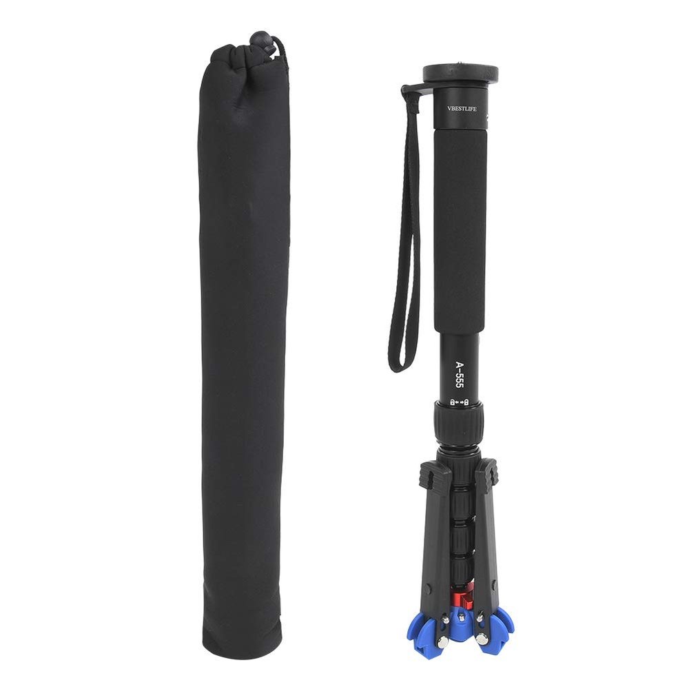 A555M 2 Camera Monopod, 6 Section Telescopic, Adjustable Height, Aluminum Alloy Material, Anti Skid Handle, 3D Anti Skid Bearing Platform, 10kg Load Bearing