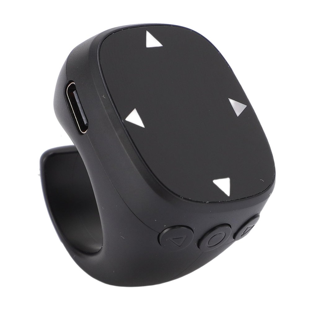 Yoidesu Fingertip Wireless Bluetooth Remote Control with Scroll Rin, Automatic Scrolling Ring Page Turner Remote Camera Video Recording, Remote Control for Camera Shutter (Black)