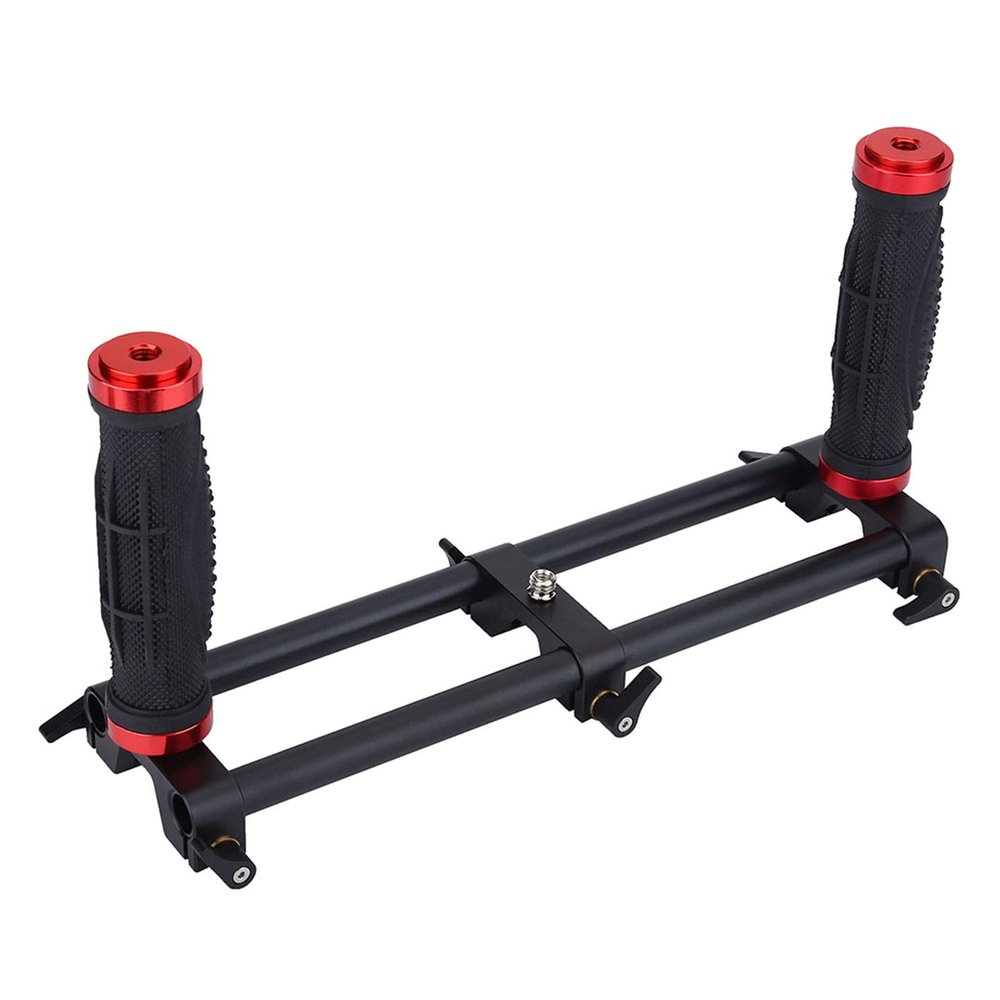 CHEOTIME Dual Handgrip Gimbal Stabilizer Grip, Lightweight Aluminium Camera Mount with Quick Release Plate Fits 1/4" 3/8" Screws for DSLR Video Recording