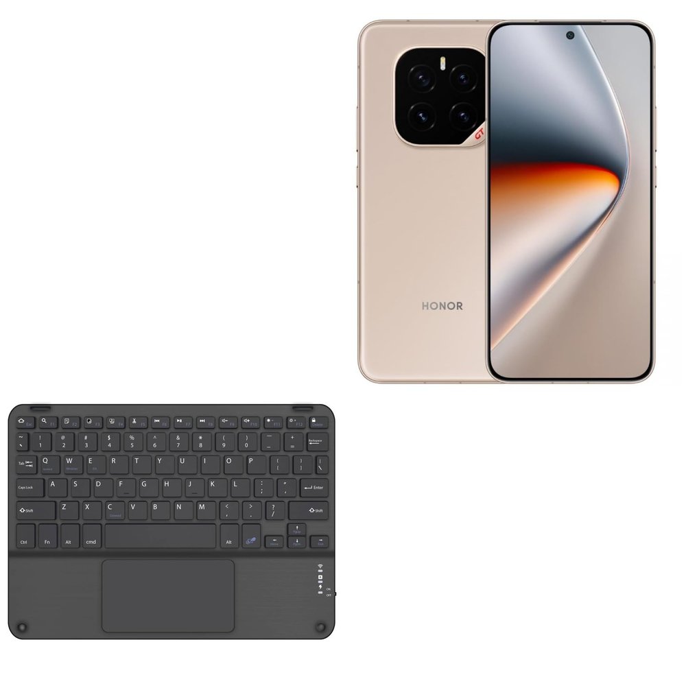BoxWave Keyboard Compatible with Honor GT Pro - SlimKeys Bluetooth Keyboard with Trackpad, Portable Slim TouchPad - Jet Black