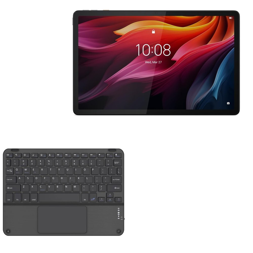 BoxWave Keyboard Compatible with Lenovo Tab K11 Plus - SlimKeys Bluetooth Keyboard with Trackpad, Portable Slim TouchPad - Jet Black