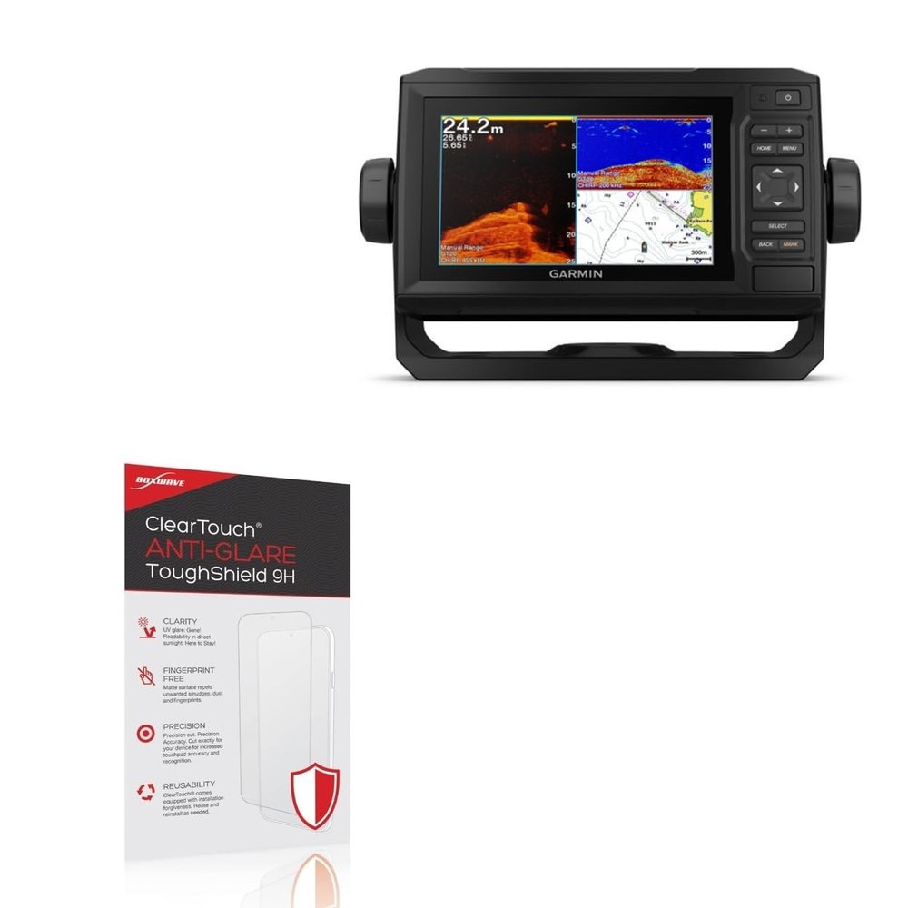 BoxWave Screen Protector Compatible With Garmin echoMAP Plus 65cv - ClearTouch Anti-Glare ToughShield 9H (2-Pack), Anti-Glare 9H Tough Flexible Film Screen Protector