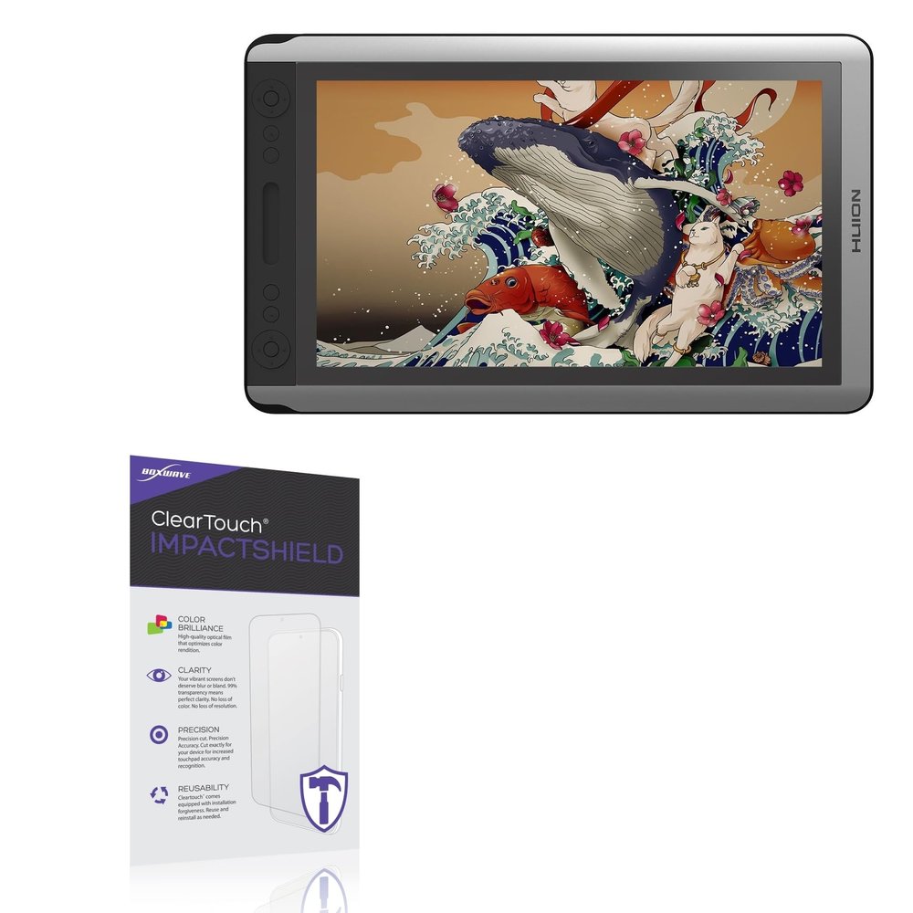 BoxWave Screen Protector Compatible With Huion KAMVAS GT-156HD V2 - ClearTouch ImpactShield (2-Pack), Impenetrable Screen Protector Flexible Film
