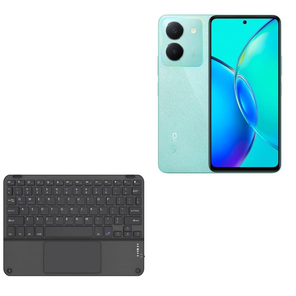BoxWave Keyboard Compatible with vivo Y27s - SlimKeys Bluetooth Keyboard with Trackpad, Portable Slim TouchPad - Jet Black