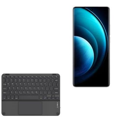 BoxWave Keyboard Compatible with vivo X100s Pro - SlimKeys Bluetooth Keyboard with Trackpad, Portable Slim TouchPad - Jet Black