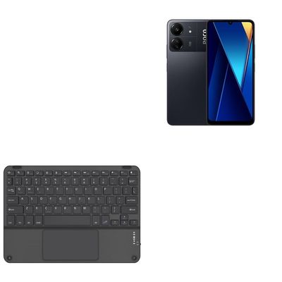 BoxWave Keyboard Compatible with Xiaomi Poco C65 - SlimKeys Bluetooth Keyboard with Trackpad, Portable Slim TouchPad - Jet Black