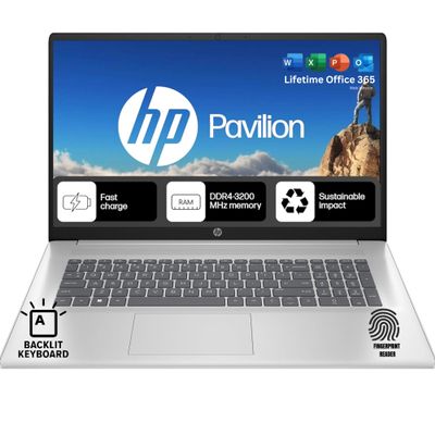 HP 17.3 Backlit Keyboard Laptop with Fingerprint Reader | None Touchscreen | Office 365 for The Web | Intel 10-Core i5, Iris Xe Graphics | 16GB RAM, 256GB SSD Storage | Windows 11 w/o Mouse