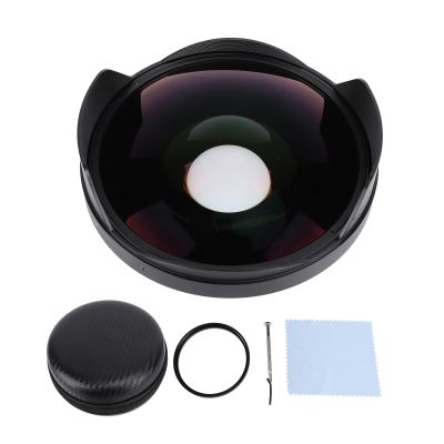 shenruifa 0.3X Fisheye Lens 72mm Thread Mount Long Depth of Field Wide Angle Fisheye Lens with Hood for Camcorder