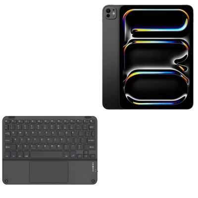 BoxWave Keyboard Compatible with Apple iPad Pro 11" (7th Gen 2024) - SlimKeys Bluetooth Keyboard with Trackpad, Portable Slim TouchPad - Jet Black