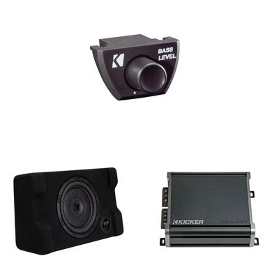 Kicker 52CVTDF102 CVTDF 10" Sub Down Firing Enclosure w/ 400 Watt Amp Bundle (Includes Bass Knob)