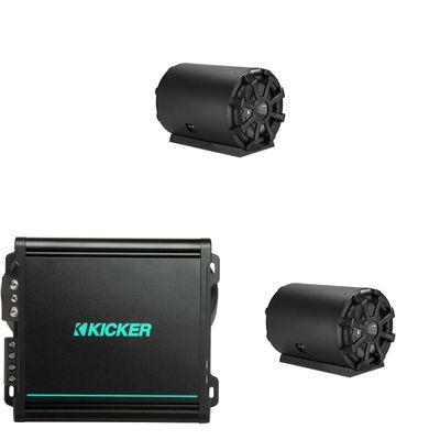 Kicker Pontoon - Tritoon Boat Audio Upgrade, Bass Package Dual 10" 46CWTB104 Sub Enclosures (2) & 48KXMA8001 Marine Amplifier