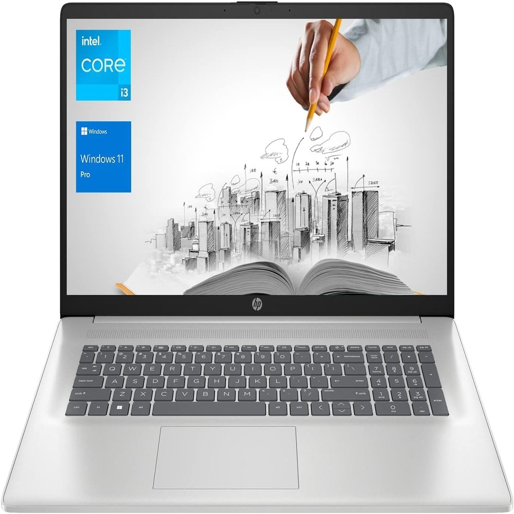HP 17.3" Laptop Computer Intel 13th 8-Cores i3 (Beat 11th i5) 16GB RAM 1TB(512GB Pcie SSD+512GB External HD) 10-Key Pad Win11 Pro Office 365 for The Web W/O Mouse