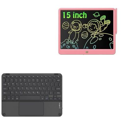 BoxWave Keyboard Compatible with Deecam LCD-Pink (15 in) - SlimKeys Bluetooth Keyboard with Trackpad, Portable Slim TouchPad - Jet Black