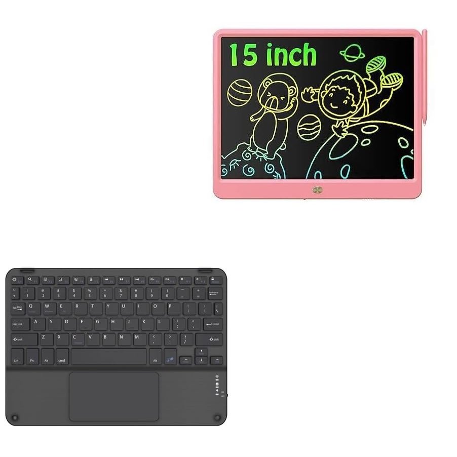 BoxWave Keyboard Compatible with Deecam LCD-Pink (15 in) - SlimKeys Bluetooth Keyboard with Trackpad, Portable Slim TouchPad - Jet Black