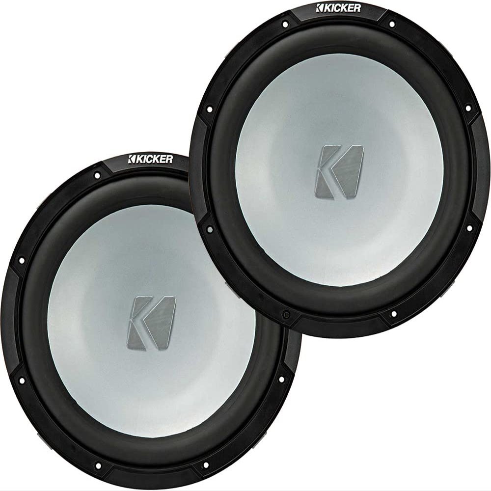 KICKER Marine Subwoofer Package of 2 Items - 10" KM Freeair Series Subwoofer (Pair) for Boat 4-ohm - 2X 45KMF104 Weather Resistant Subwoofer