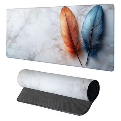 Feather Gaming Mouse Pad, Mouse Pad 32x16in, Large Desk Mat with Non-Slip Rubber Base, Office Desk Accessories, Large Extended Gaming Keyboard Mat, Big Mousepad for Computer Gamer Office, White 9-2065