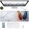 Feather Gaming Mouse Pad, Mouse Pad 32x16in, Large Desk Mat with Non-Slip Rubber Base, Office Desk Accessories, Large Extended Gaming Keyboard Mat, Big Mousepad for Computer Gamer Office, White 9-2065 view 2