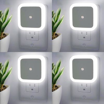4Pack Night Lights Plug-into Wall - Dusk to Dawn Sensor Plug in LED Nightlight 5000K Daylight White Lighting, Auto-On/Off Lamp for Kids Adults Home Living Room Kitchen Bedroom Bathroom Toilet Hallway