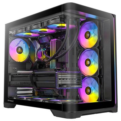 Antec C5 Curve ARGB, Mid-Tower ATX PC Case, Curved Tempered Glass Front & Side Panels, 4 x 120mm ARGB PWM Fans Included, Supports Up to 10 Fans, 360mm Radiator Support, Type-C 3.2 Gen 2