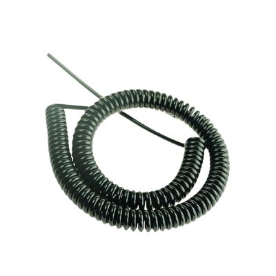 0.2mm2 Wire Spring Spiral Cable Multi 2/3/4/5/6/7/9 Core Pins Power Cord Can Extend The Tensile Wires Black(3 Core,Stretch 3.7 Meter_24AWG 0.2MM2)
