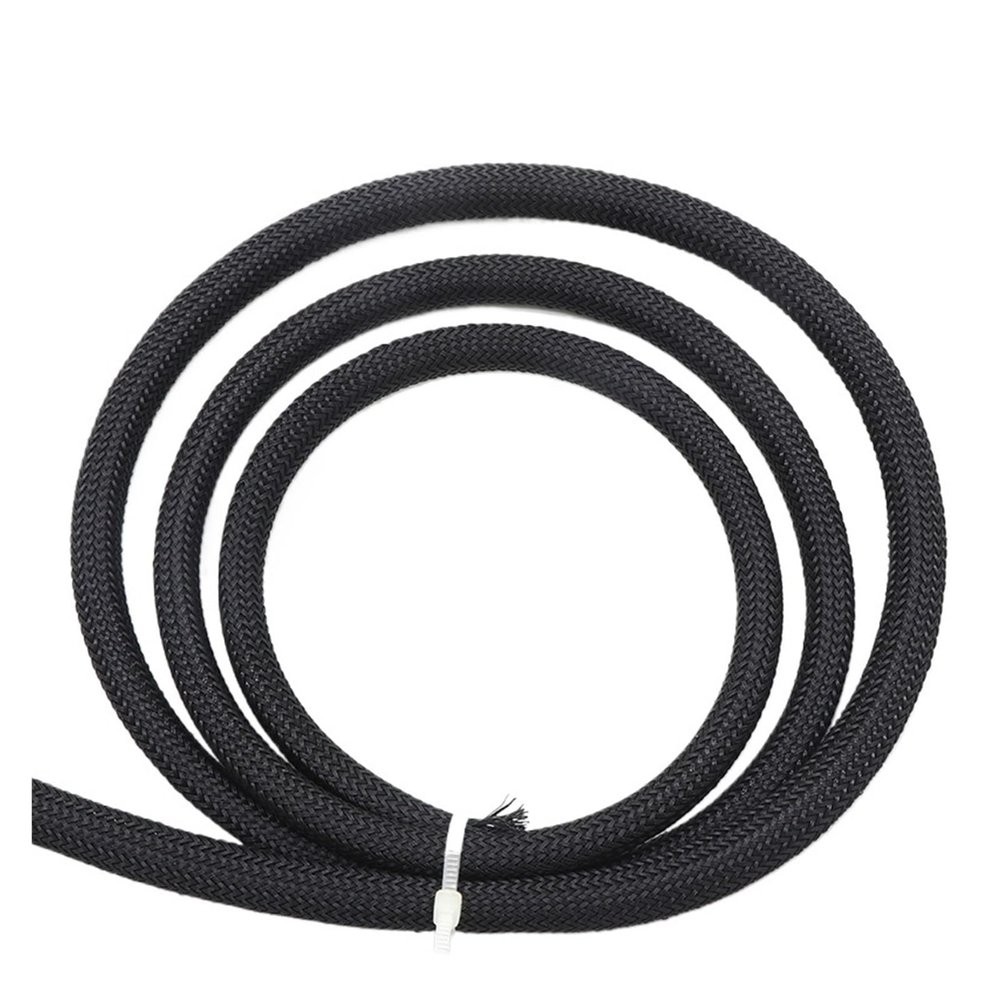 Black PET Braided Cable Sleeve 2/4/6/8/10/12/14/16/20/30-60mm Expandable High Density Insulated Cables Protection Wrap Sheath(10MM_1 Meter)