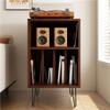 YWSXHS Wooden Record Player Stand, Large Capacity Record Player Table, Open Media Storage Cabinet, Suitable for Living Room, Bedroom and Recording Studios(Dark Brown) view 1
