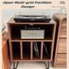 YWSXHS Wooden Record Player Stand, Large Capacity Record Player Table, Open Media Storage Cabinet, Suitable for Living Room, Bedroom and Recording Studios(Dark Brown) view 4