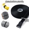 0.8" x32Ft Hook and Loop Straps with 50 Plastic Buckles, Adjustable Fastening Cable Straps, Free Cut Length, Reusable Nylon Cable Ties for Organizer or Storage, Black view 3