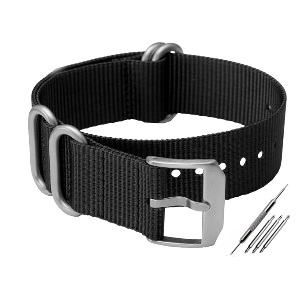 HMFang Nylon Watch Strap 22mm 23mm Watch Band Waterproof Sport For Watchbands Strap Black Fashion Bracelet For Men Belt(Black one silver,23mm)