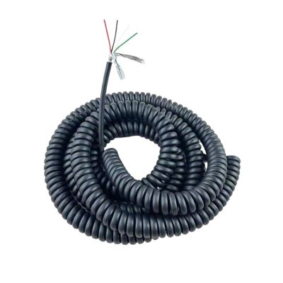 4Cores PUR Spring Spiral Shielded Cable Signal Telescopic Wire 26/24/22/20AWG Stretchable Wire Shrinkable Cable Shielded Cord(Stretch 1Meter,4C 26 AWG0.15mm2)