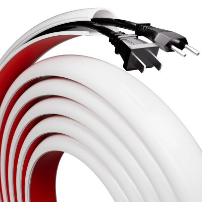 39" Silicone Cord Hider for 2-3 Cords,Flexible Side-Opening Self-Adhesive Cord Covers for Wires on Wall Mount TV,Easier Setup for Home Office Cable Management Wire Hider,1.1" W x 0.6" H,White