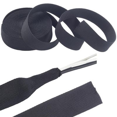 CALFOVERA 32.8 ft Black Polyster Wiring Harness Cord Wrap Cover 1.42 inch Width Tubing Cable Protector Sheath Expandable Braided Sleeving Flexible Wire Mesh Sleeve Loom Organizer for Audio Video Cord