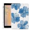 Blue Flower Case for iPad 9th/7th/8th Generation(2021/2020/2019 10.2 Inch) Cute Floral Trifold Stand White Leather Case Clear Back Cover with Pencil Holder Auto Wake/Sleep view 1