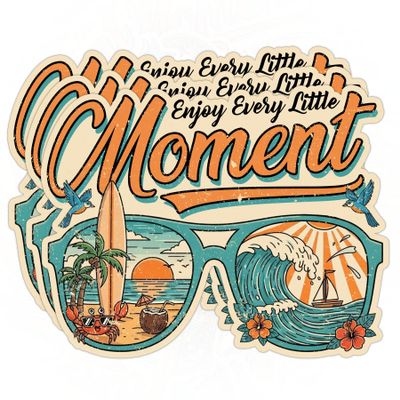 3 Pack Vinyl Waterproof Stickers 2" - Enjoy Every Little Moment Sticker Funny Beach Ocean Life Coastal Aesthetic Decals for Water Bottle, Tumbler, Laptop, Phone, Car - Gift for Men & Women