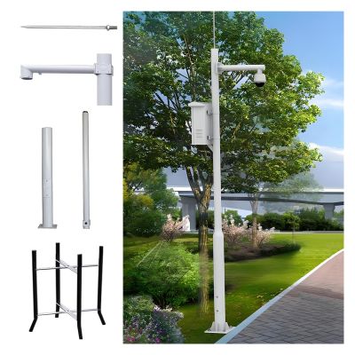 6.6 8.2 9.8 11.5 13.1 14.8 16.4 19.7 FT Security Camera Mount Pole Bracket, Universal Surveillance Post Stand, Surveillance Camera Pole for School/ Patio/ Walkway(Light Coffee,H-19 7/10 ft (6 m))
