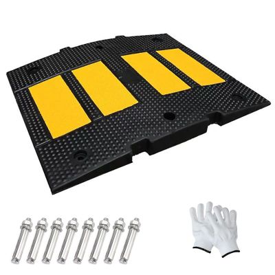 Rubber Speed Bumps, Portable Speed Bump 1.2in Height, Splicable Anti-silp Vehicle Ramp, 220000lbs Load Capacity for Traffic Entrances