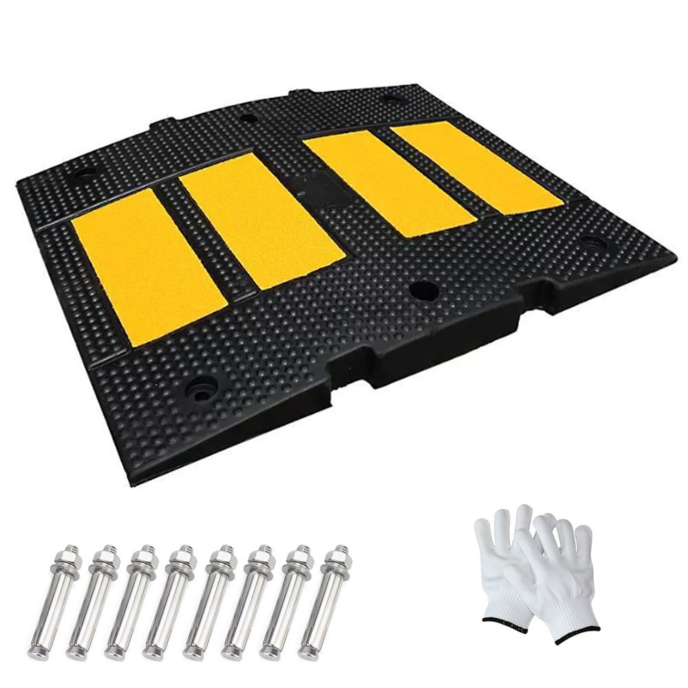 Rubber Speed Bumps, Portable Speed Bump 1.2in Height, Splicable Anti-silp Vehicle Ramp, 220000lbs Load Capacity for Traffic Entrances