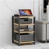 Tweizhenba Media Cabinet with Adjustable Shelves and Steel Frame, Multi-Tier Audio Rack, Open AV Shelf for Home Theater, Office Living, Recording Room(Medium) view 1
