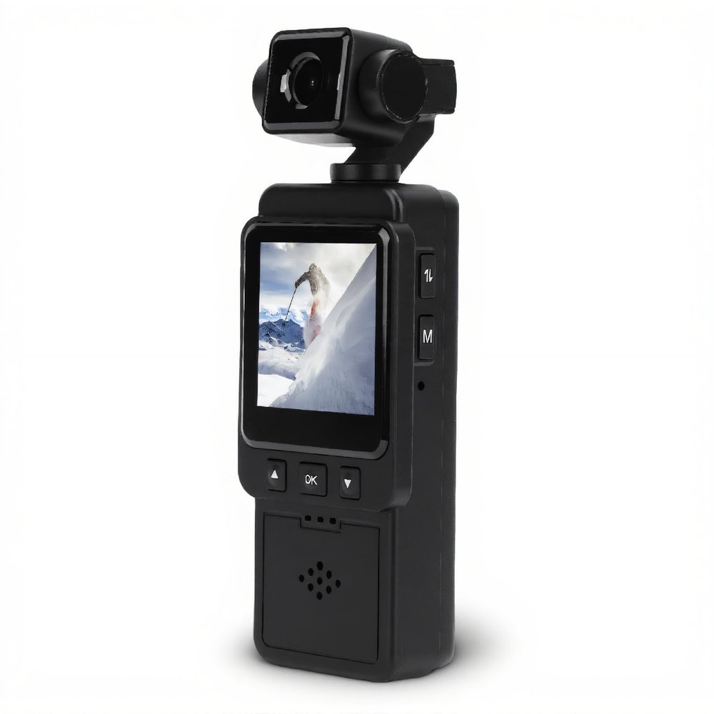 ASHATA Handheld Vlog Camcorder, 1080P Camera with 270 and 180 Lens Rotation, Multi Axis Stabilization, Chest or Mounted on Tripods, 1/4 inch Screw Hole, for Outdoor Photography