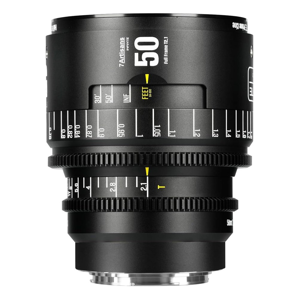 7artisans 24/35/50/85/105/135mm T2.1,and 16mmT2.5/135mmT2.4 Cine Lens Infinte Series Professional Full Frame Manual Camera Lens for Canon EF (Black, 50mmT2.1)