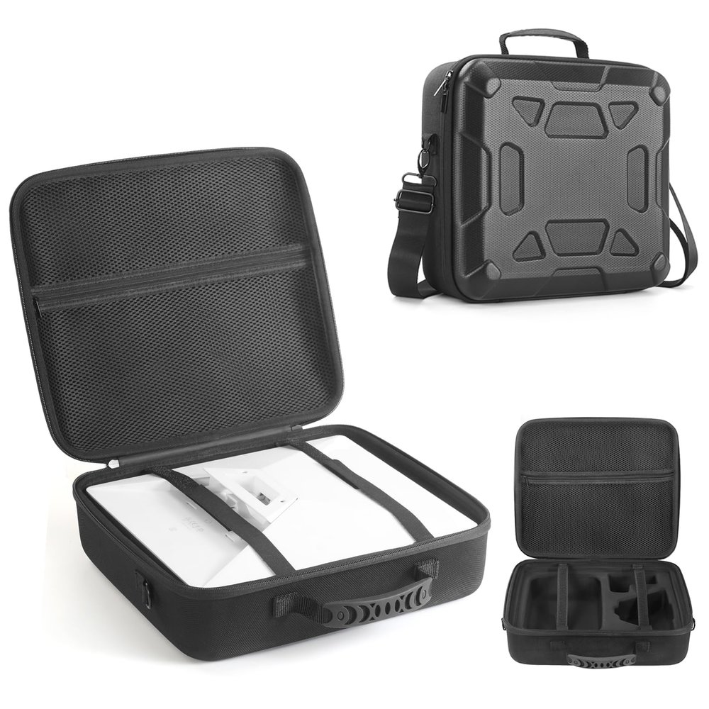 OCXLLEATLY Hard Travel Case Compatible with Starlink Mini, EVA Protective Bag with Carrying Shoulder Strap for Mini Star link, Kickstand, Pipe Adapter, Cables, Power Adapter(Black)