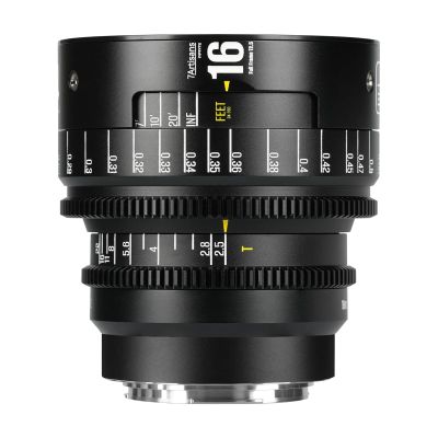 7artisans 24/35/50/85/105/135mm T2.1,and 16mmT2.5/135mmT2.4 Cine Lens Infinte Series Professional Full Frame Manual Camera Lens for Canon EF (Black, 16mmT2.5)
