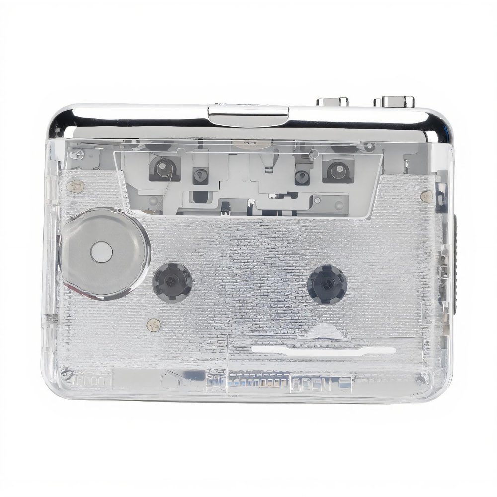 ASHATA Cassette Tape Player, Portable Stereo USB Cassette to MP3 Converter, with 3.5mm Noise Canceling Headphone, Compatibility PC and Laptop, Transparent