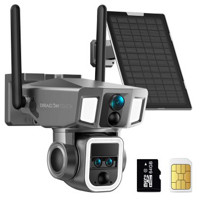 4G LTE Cellular Security Camera Outdoor, 4K 10x Optical Zoom Wireless Solar Camera 12000mAh, No WiFi or WiFi 2 Mode, 360 Pan and Tilt AI Tracking Cam for Remote Monitor with SIM Card and 64GB SD Card