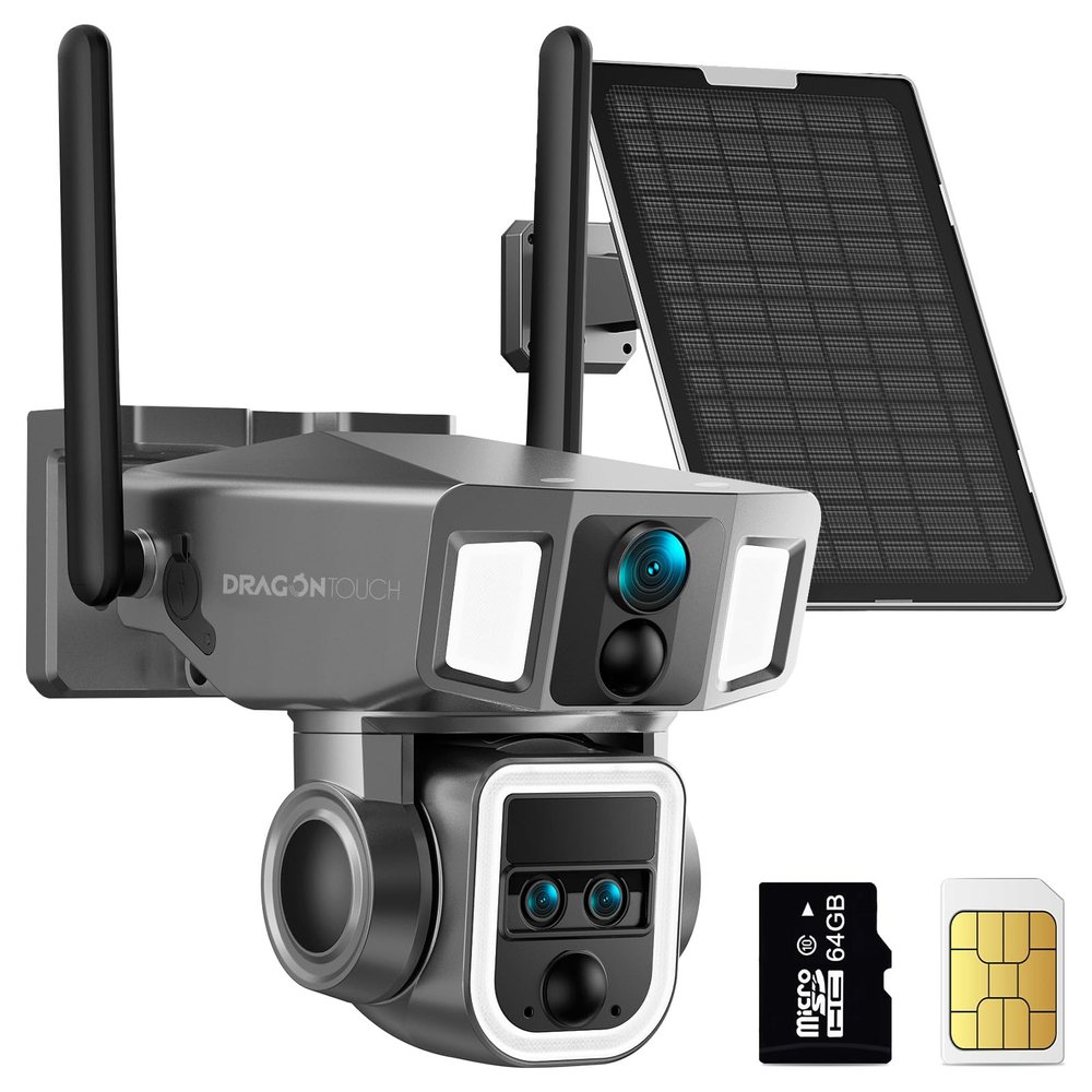 4G LTE Cellular Security Camera Outdoor, 4K 10x Optical Zoom Wireless Solar Camera 12000mAh, No WiFi or WiFi 2 Mode, 360 Pan and Tilt AI Tracking Cam for Remote Monitor with SIM Card and 64GB SD Card